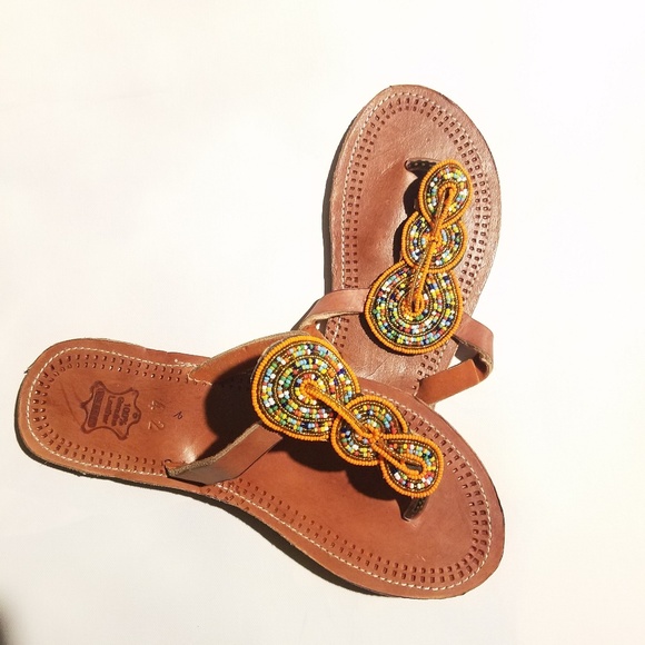 Shoes - NWT Leather Beaded Summer Slippers/Sandals-sz 12